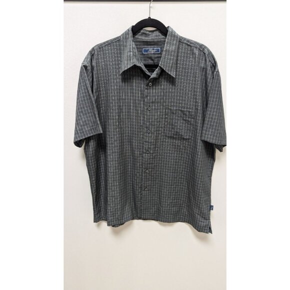 Woody's Retro Lounge Dark Grey Plaid Button-Down Shirt - Picture 1 of 2